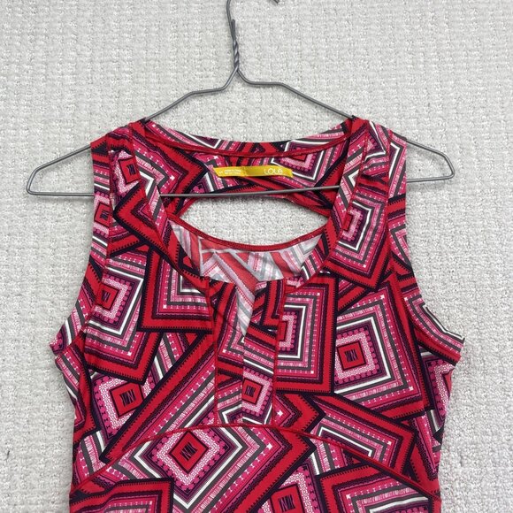 Lole Tank Top Tennis Knit V neck Shirt Women’s Small Psychedelic Boho Red AOP - Picture 2 of 14